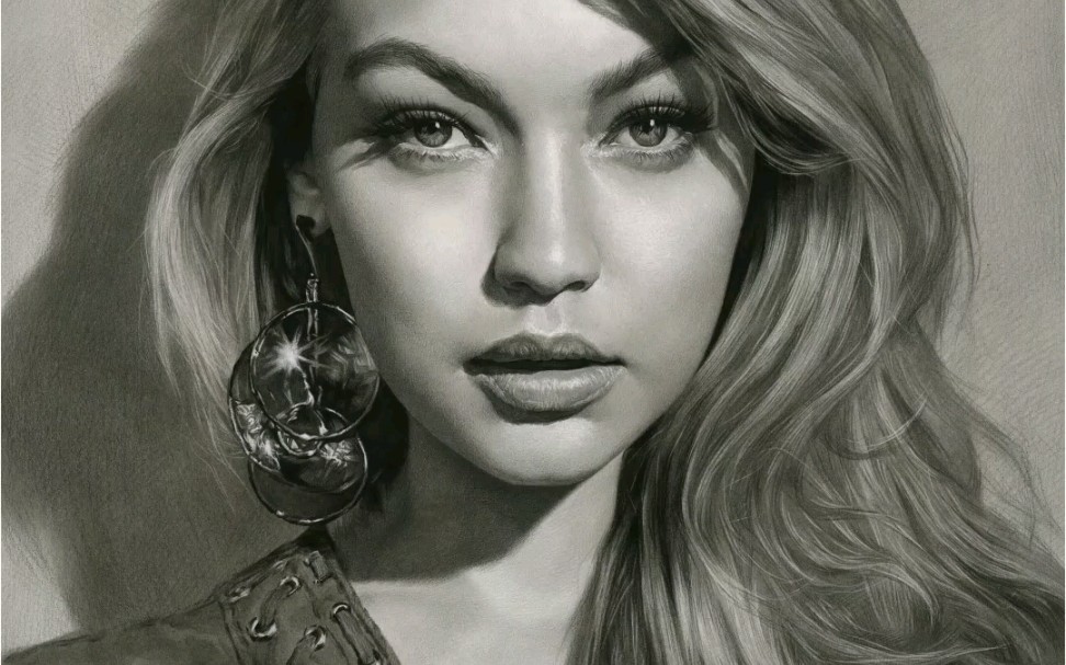 刘斌老师写实素描肖像《欧美女郎》