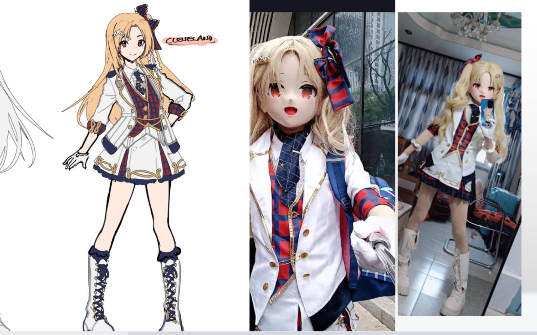克爹变成偶像去漫展 碧蓝航线克利夫兰打歌服cos 官方草稿人设 kig