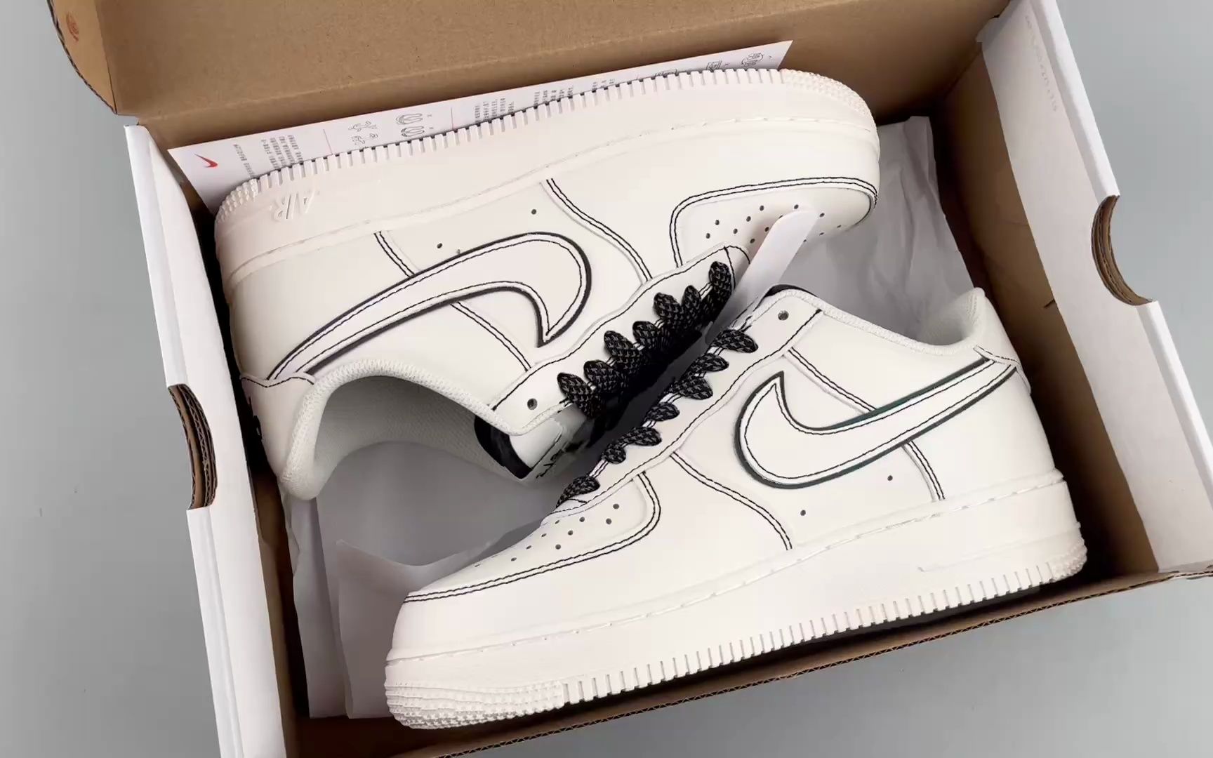 耐克nike air force 1 07 low 黑线条 3m反光 空军一号低帮休闲板鞋