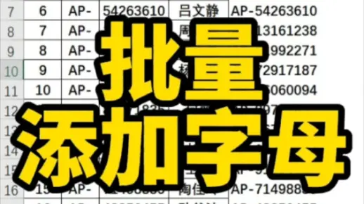 Excel批量添加字母