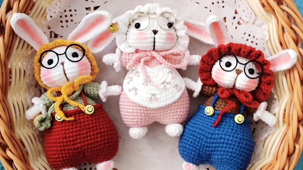 糖糖兔毛线钩织小玩偶挂件兔子