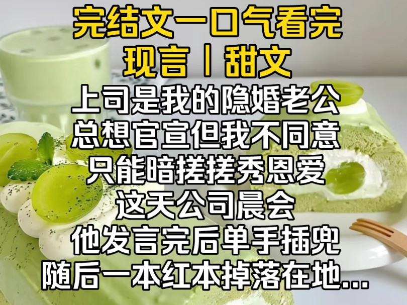 (完结文)上司是我的隐婚老公,总想官宣但我不同意,只能暗搓搓秀恩爱,这天公司晨会,他发言完后单手插兜,随后一红本掉落,他:不好意思结婚证掉...