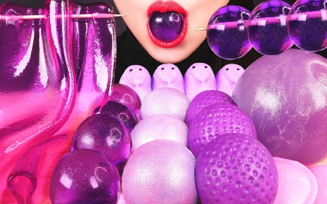 abbey紫色甜点荟萃小鸡棉花糖自制巨峰葡萄果冻球地球果冻软糖巧克力