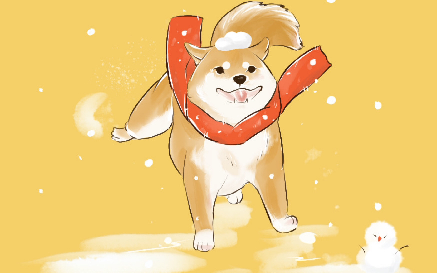 【ipad pro绘画】阿柴出去玩雪啦