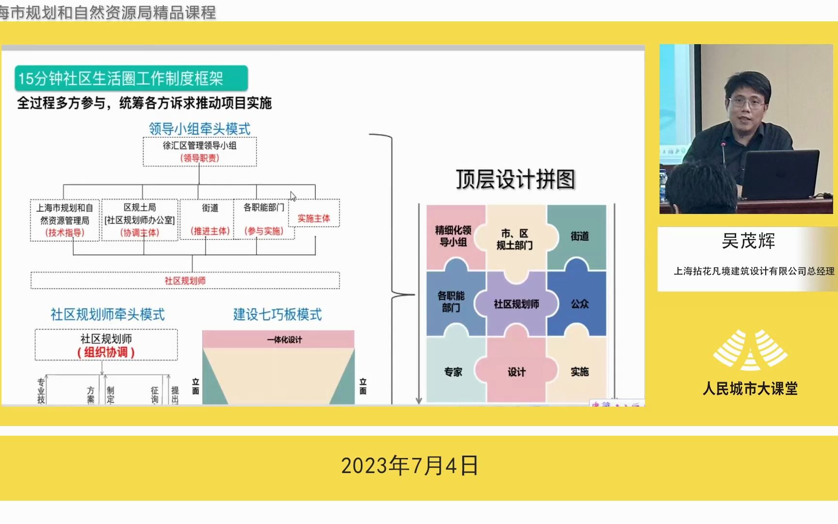 【人民城市大课堂】徐汇区田林街道“十五分钟社区生活圈“规划及实践”吴茂辉哔哩哔哩bilibili