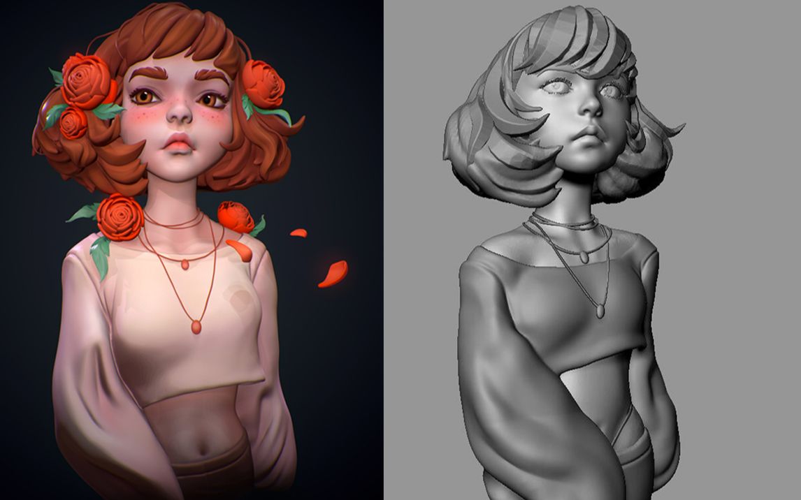 zbrush建模:零基础雕刻3d女性人物角色建模入门教程(下)_哔哩哔哩