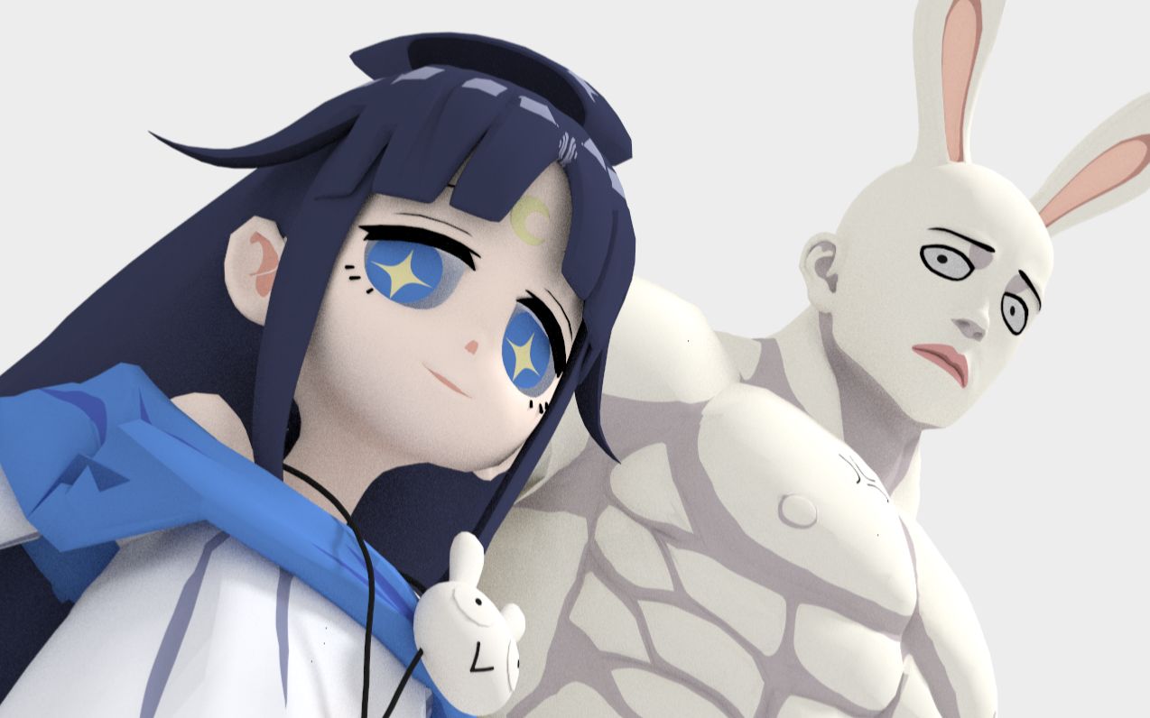 你的pick可爱嫦娥还是肌肉兔?【渲染测试】寄明月【非人学园mmd】