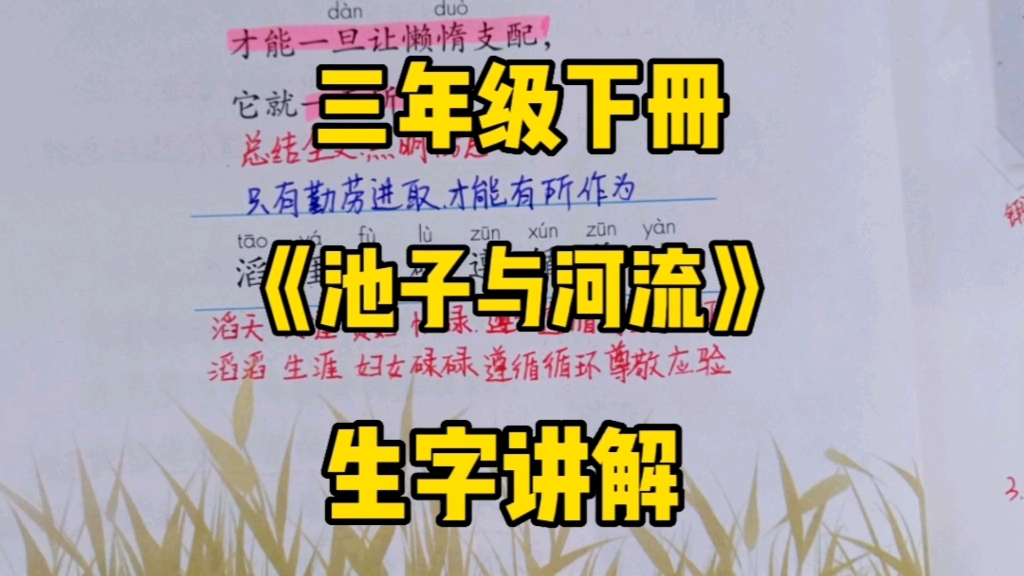 三年级语文下册:《池子与河流》生字讲解,识字有方法,学字有兴趣!哔哩哔哩bilibili