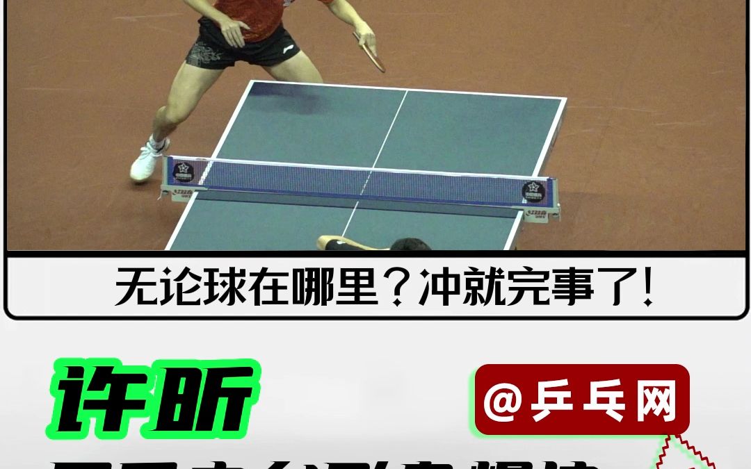 乒乓球慢动作视频 许昕正手中台飞身爆冲