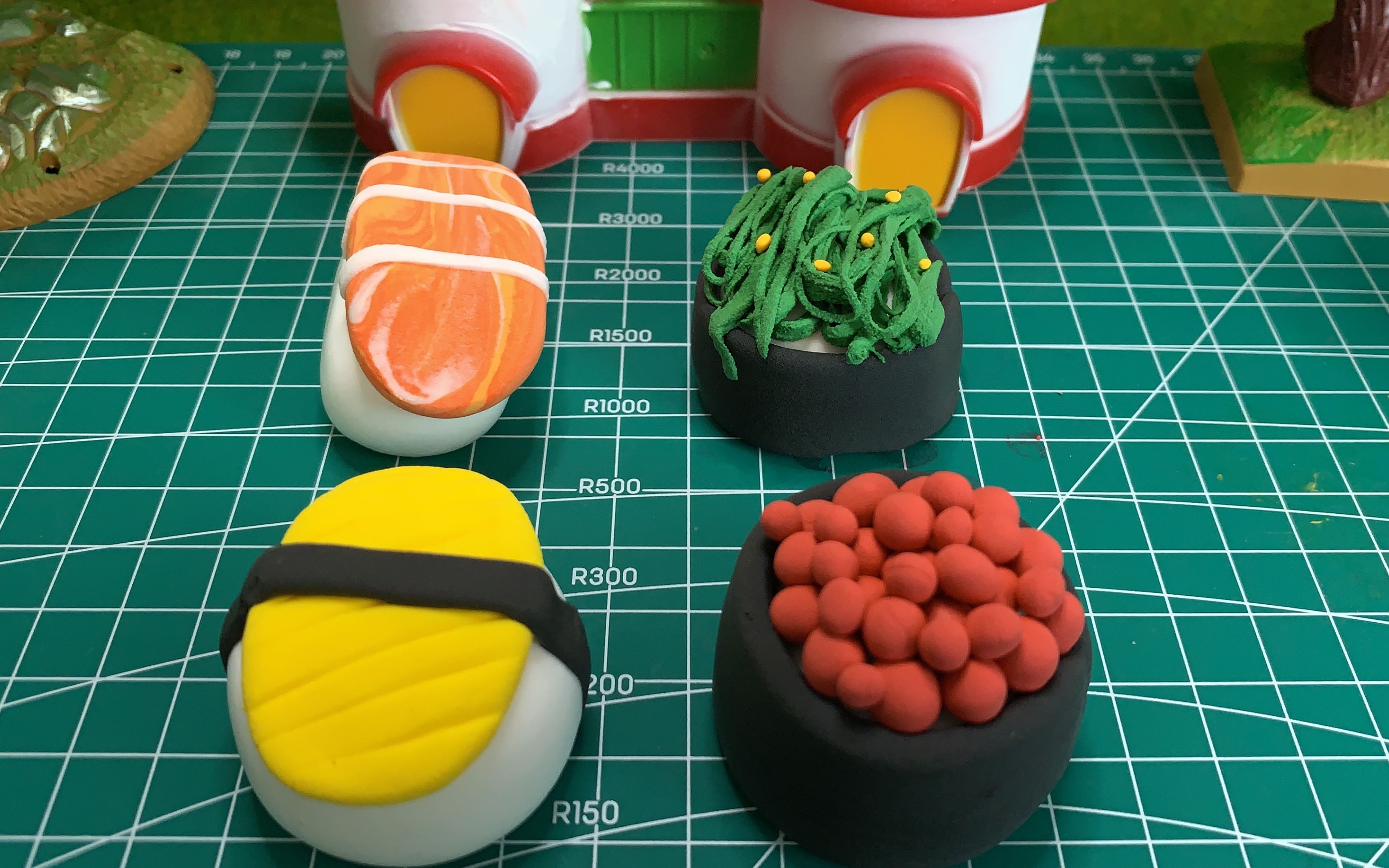 粘土做美食,粘土手工教程食玩玉子烧寿司三文鱼寿司
