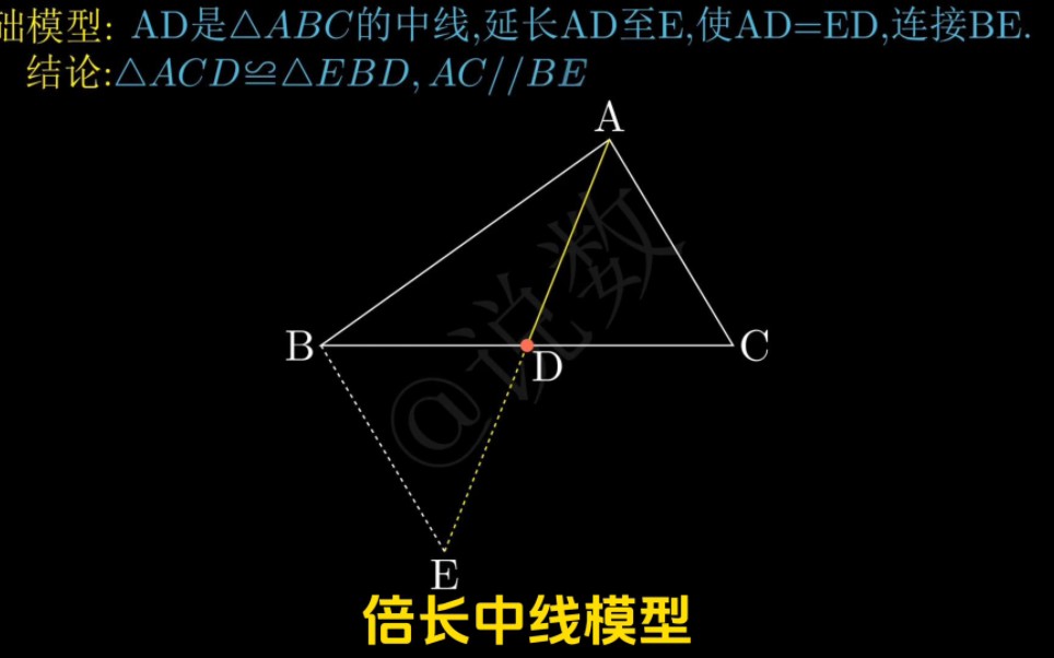 [图]初中数学常见的几何模型：倍长中线模型