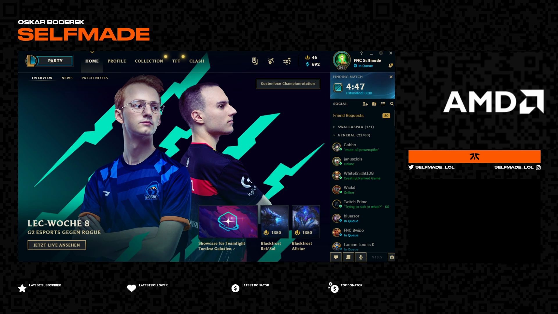 fncselfmade200314老鼠台直播和bwipo双排补位中单亚索撞车neme时光