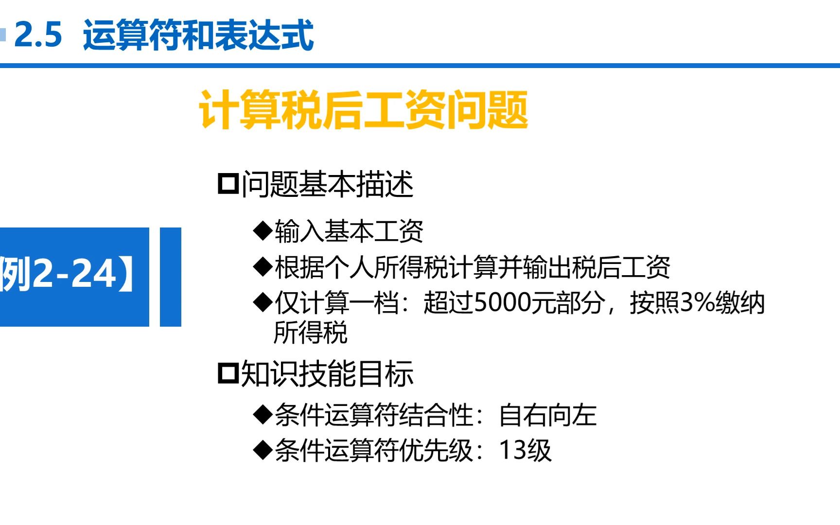 【张成叔主讲:C语言(第1版)】C语言 第2章 顺序结构 2521 例224 使用条件运算符计算税后工资哔哩哔哩bilibili