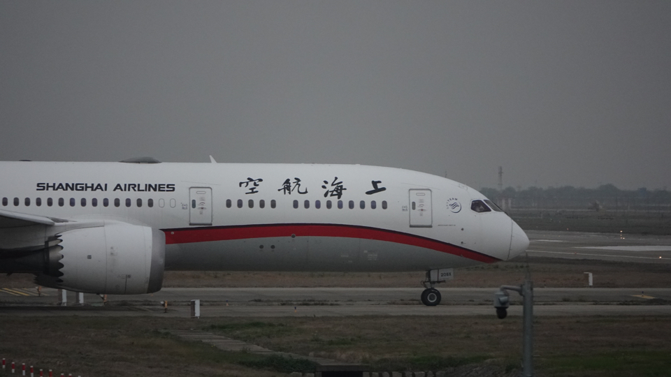「航空/摄影」上海航空787(b-208x)滑至浦东机场34l跑道,帅炸了!