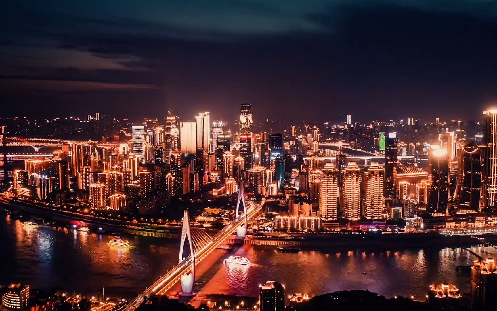 高清4k航拍重庆渝中半岛夜景延时城市天际线,合肥视频剪辑培训_哔哩