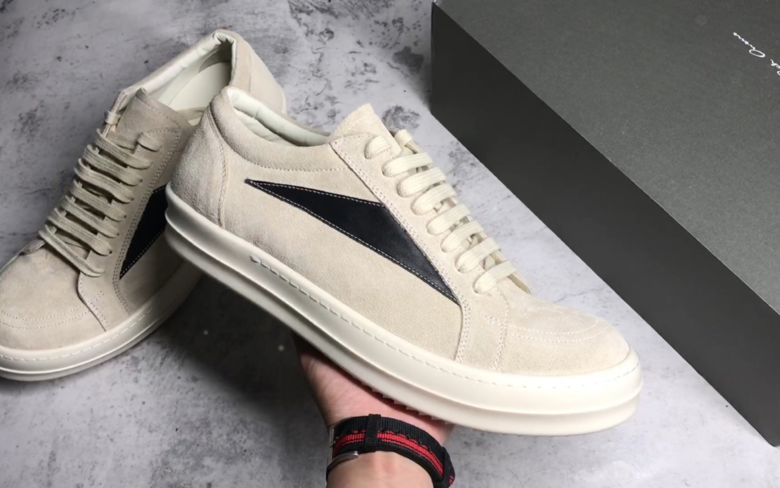 rick owens fw23 luxor 瑞克欧文斯奶白黑低帮休闲鞋