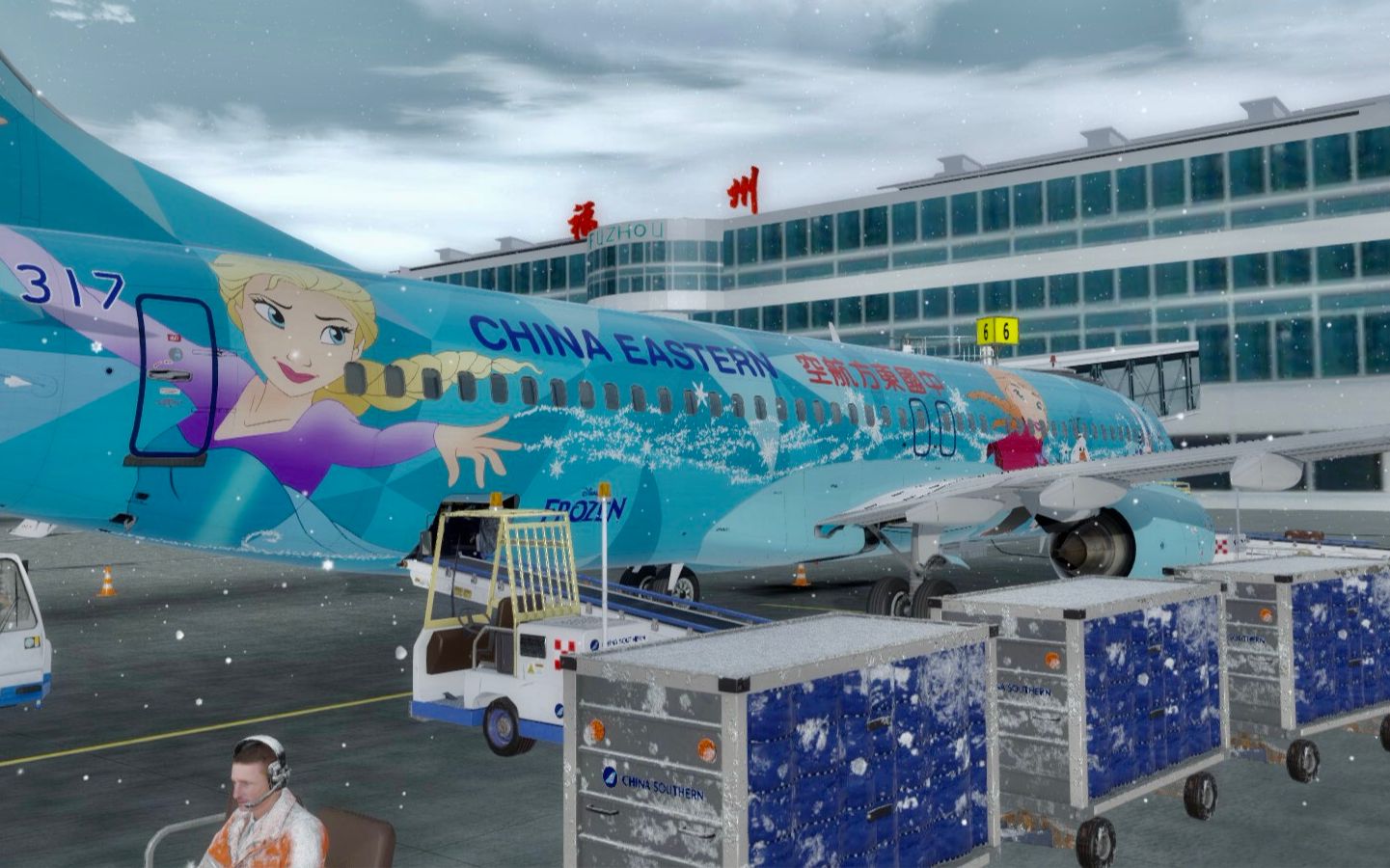 p3d 东航冰雪奇缘迪士尼彩绘1317,福州—大兴_哔哩哔哩_bilibili
