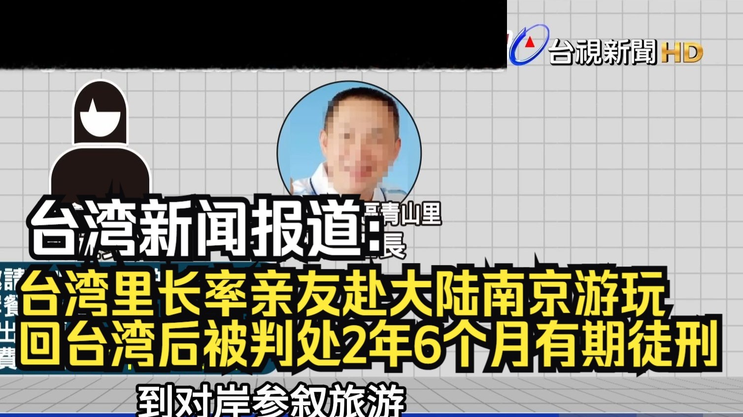 台湾新闻报道：台湾里长率亲友赴大陆南京游玩，回台湾后被判处2年6个月有期徒刑