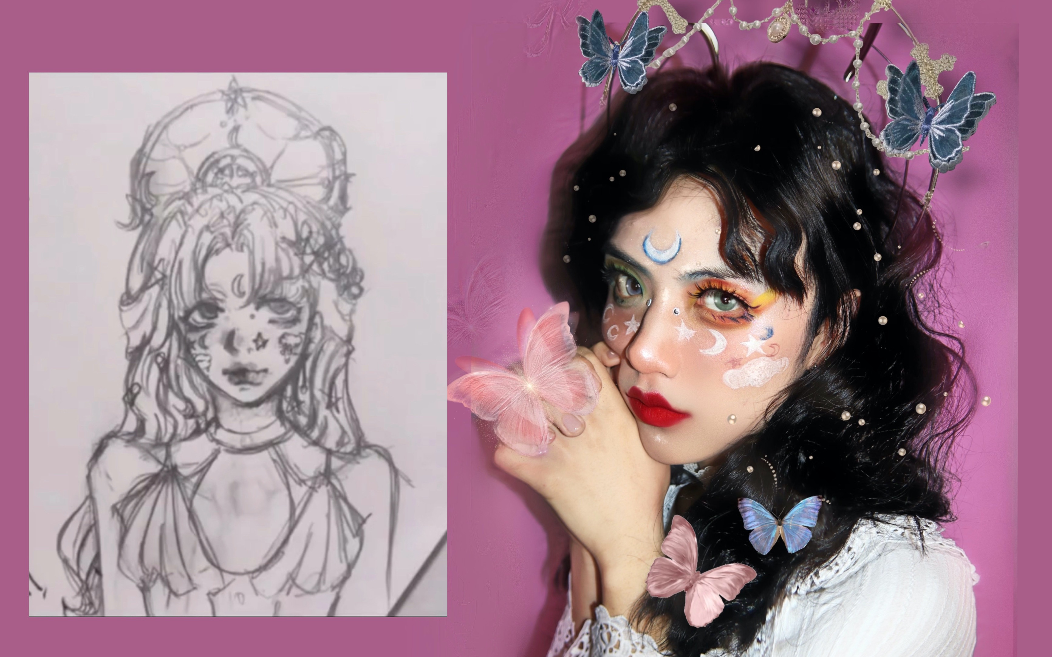 【抗氧】画中人仿妆·插画《掌管月亮的女神》_哔哩哔哩_bilibili