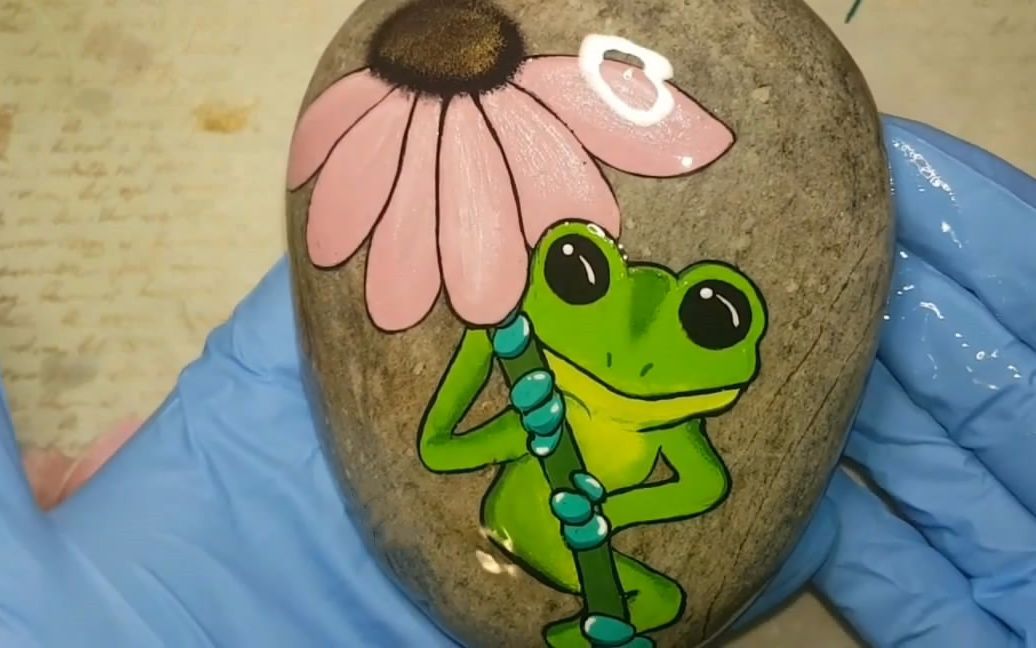 在石头上画青蛙的技巧,难度1颗星,看一遍就学会了!
