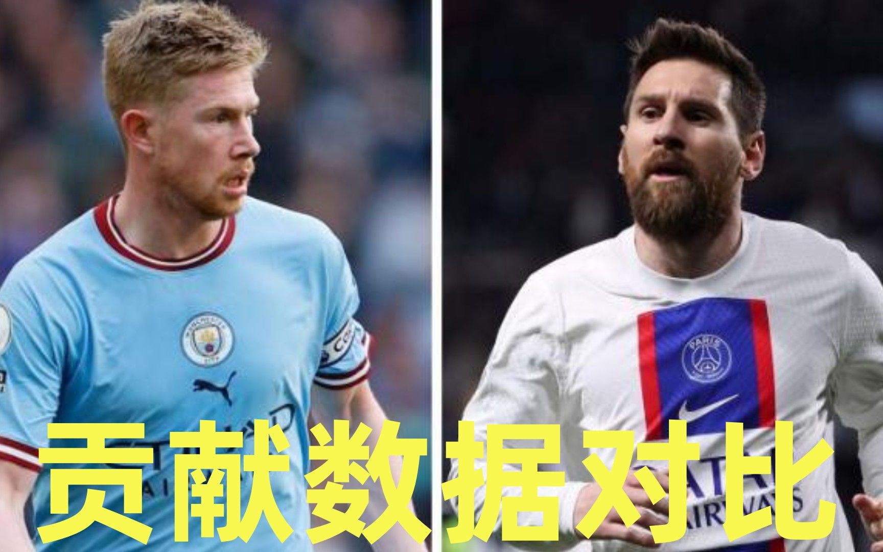 梅西和德布劳内本赛季的贡献数据比较