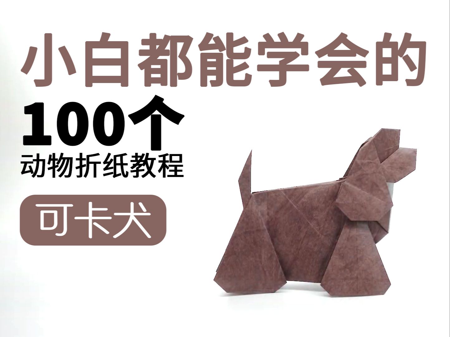 小白都能学会的100个动物折纸教程(可卡犬)