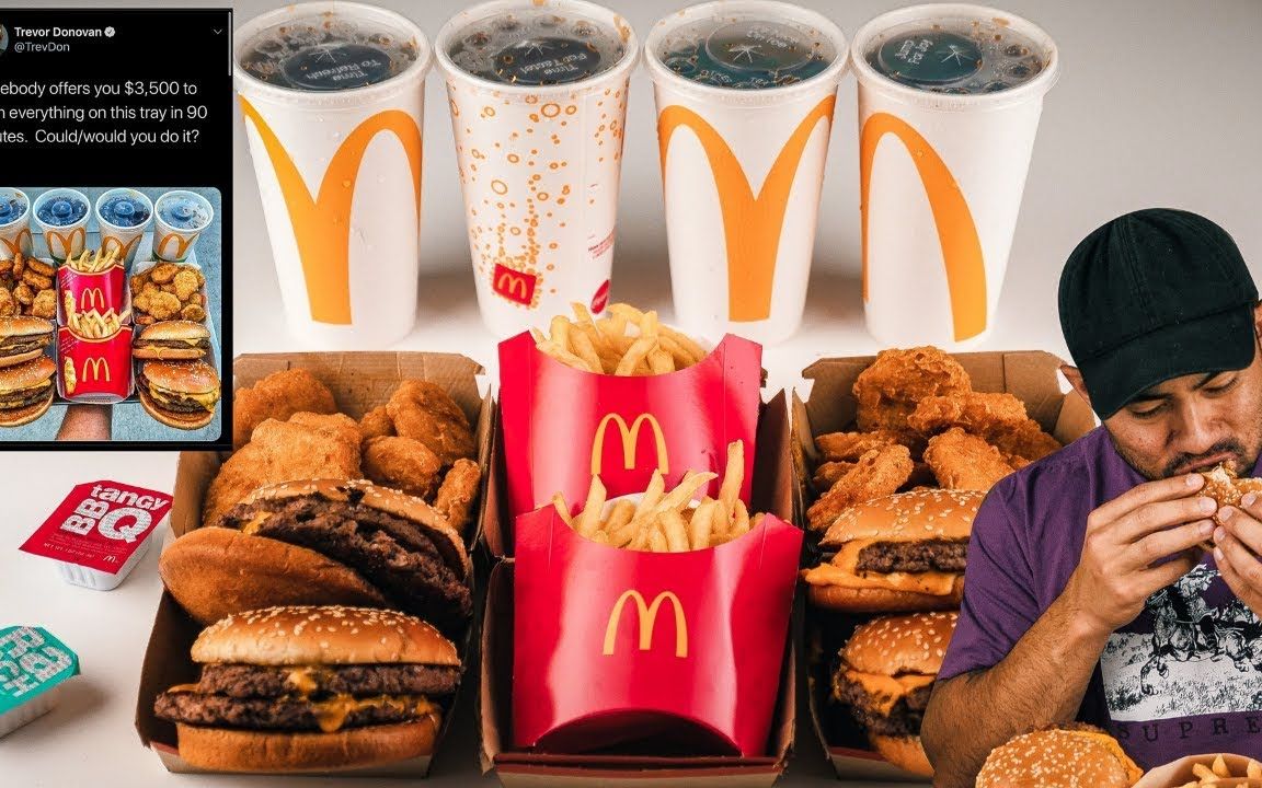 肌肉男nathan接受推特90分钟四个麦当劳汉堡套餐挑战