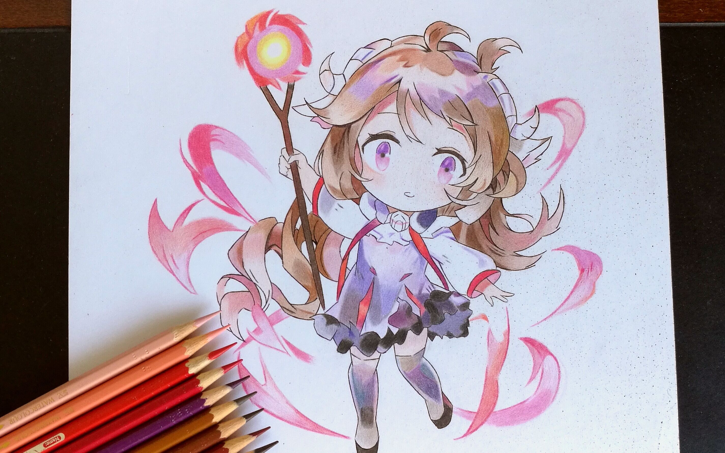 彩铅手绘q版的小绵羊你爱了吗