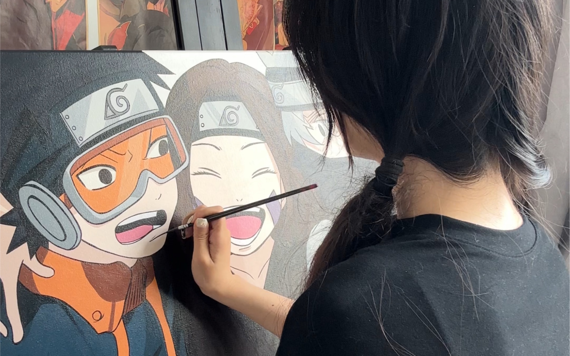 火影忍者手绘 卡卡西带土琳