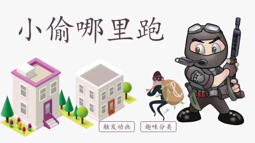 希沃白板课堂互动游戏课件小偷哪里跑创意课件#希沃白板
