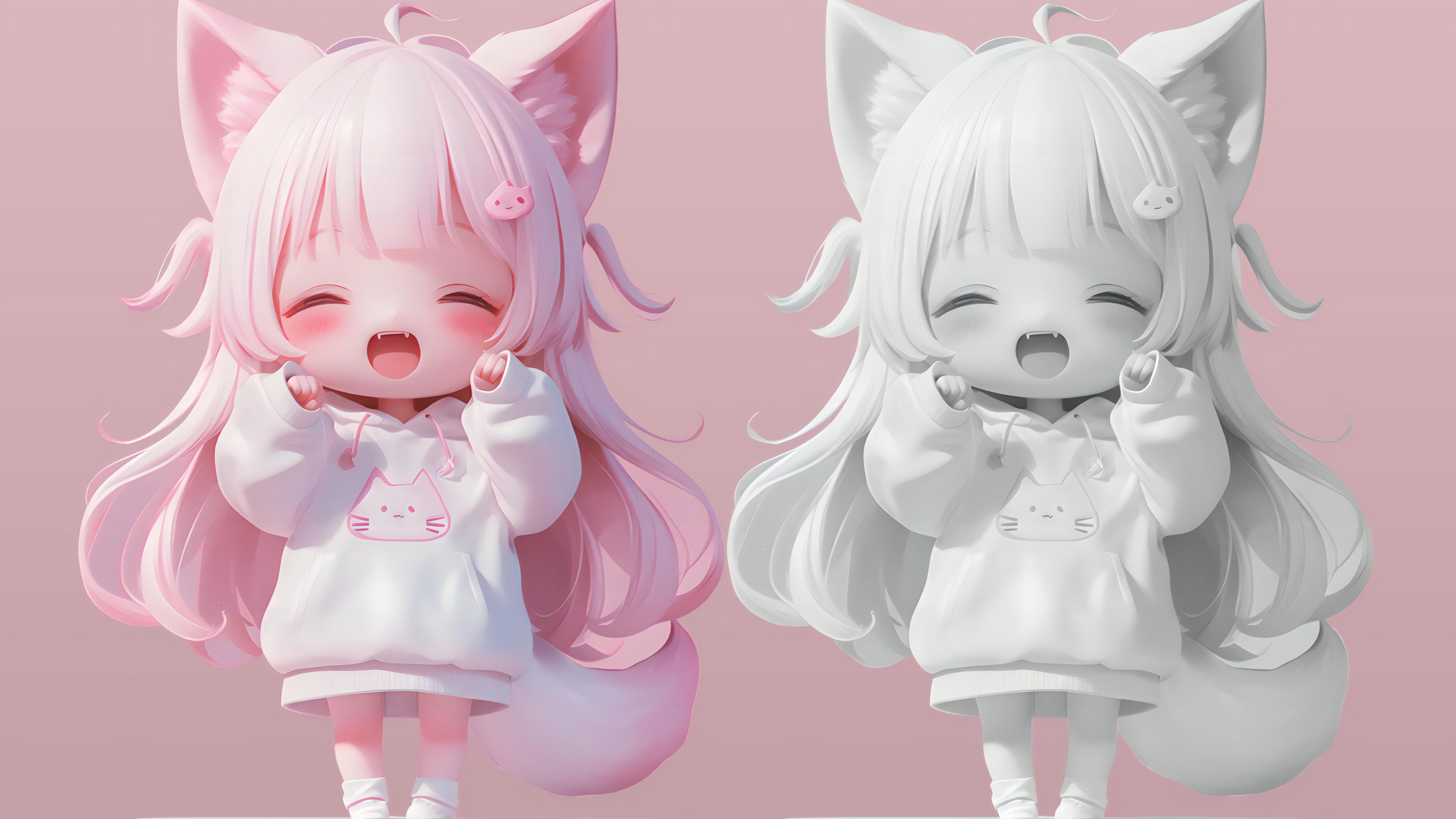 【zbrush雕刻】超可爱猫耳娘手办制作,zb新手入门必学案例