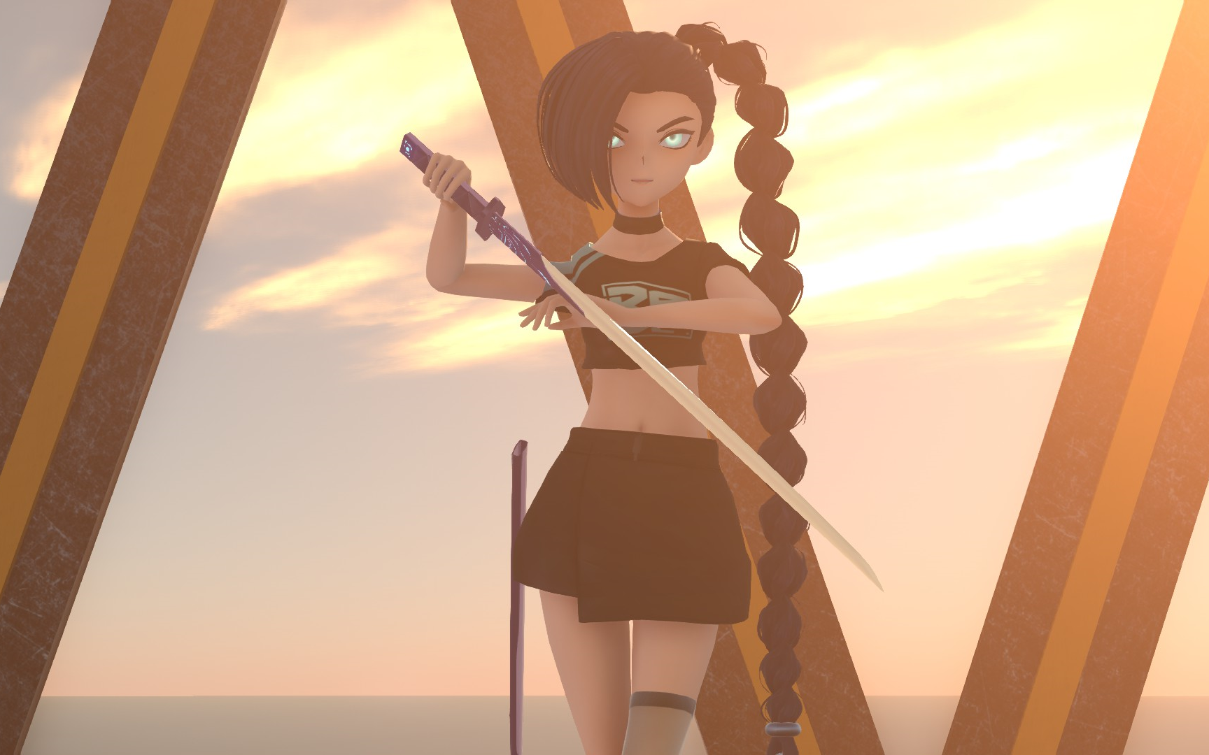 mmd梅花十三今天阿七不在家偷摸拿他大刀出来耍耍