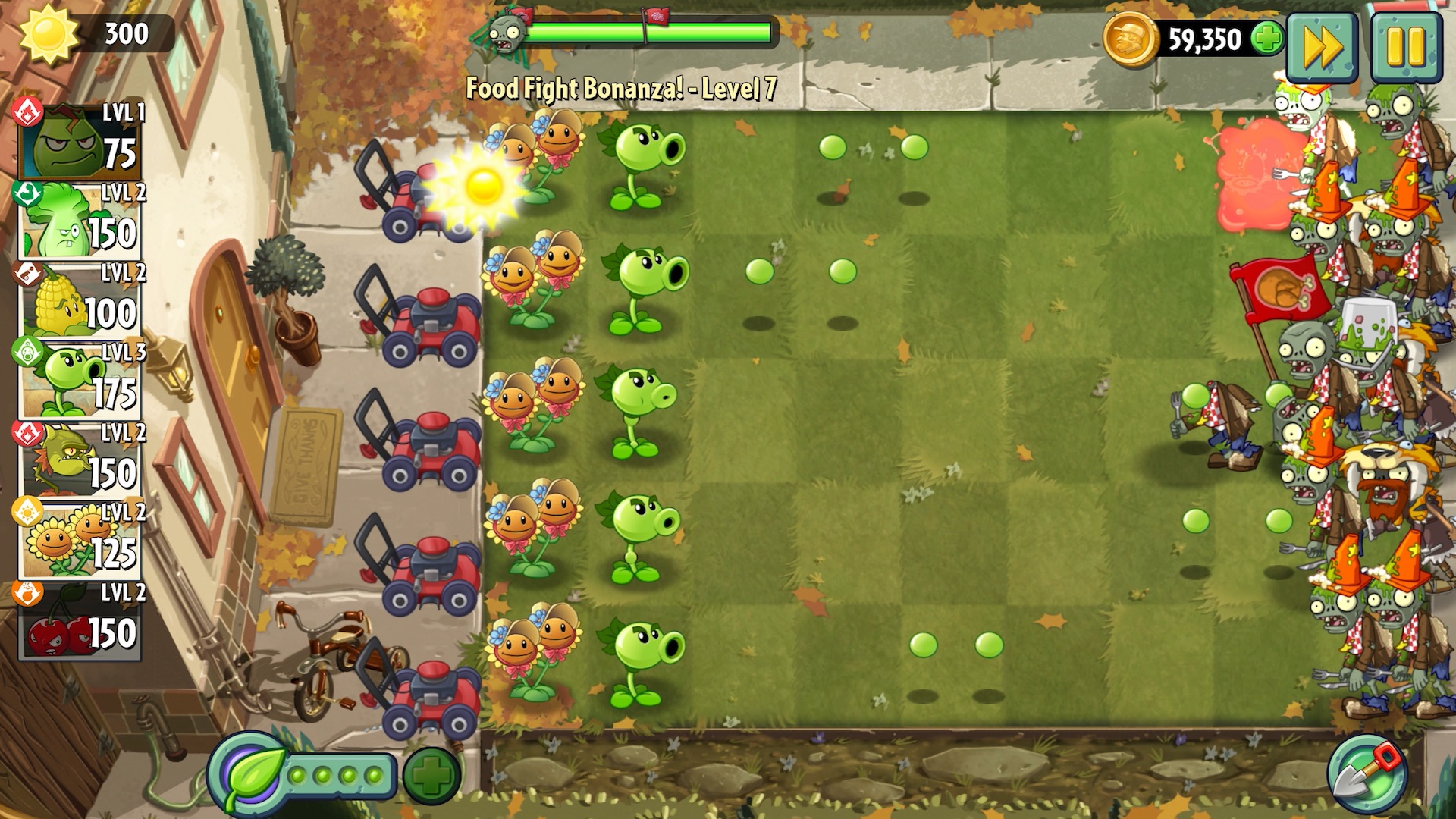 PVZ2国际版 感恩节活动食物大战(Food Fight Bonanza)5—8关单机游戏热门视频