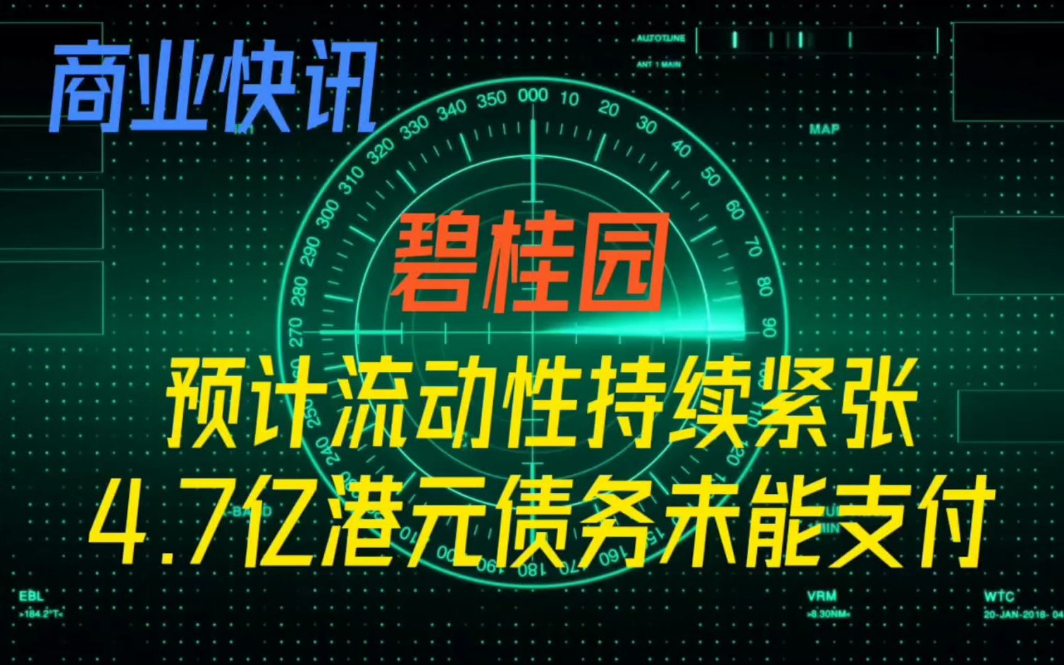 【商业快讯】碧桂园预计流动性持续紧张,4.