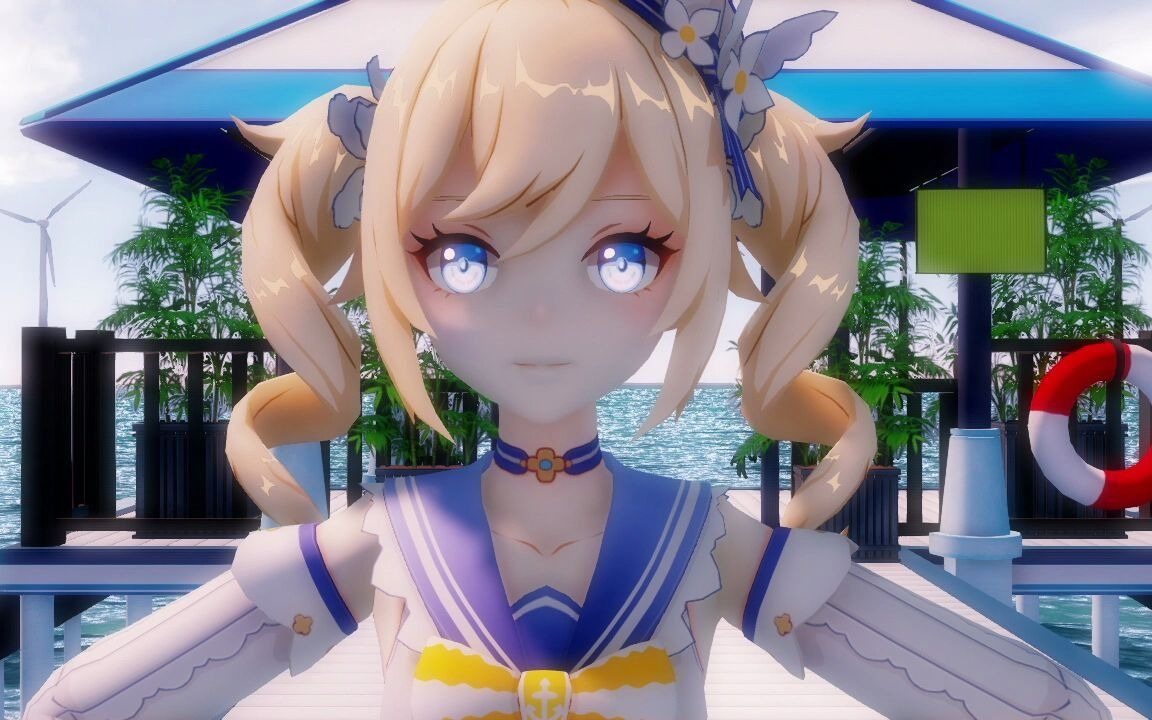 【原神】mmd 热爱105°的你_夏日炎热 芭芭拉 琴