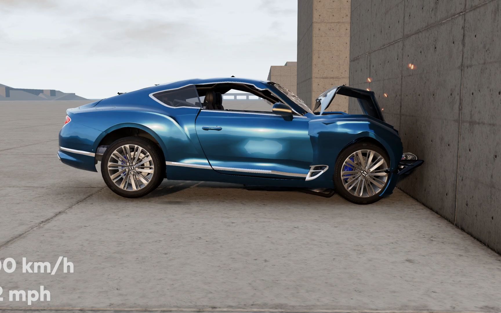 【碰撞模拟器】模拟宾利欧陆gt在不同时速下碰撞测试!