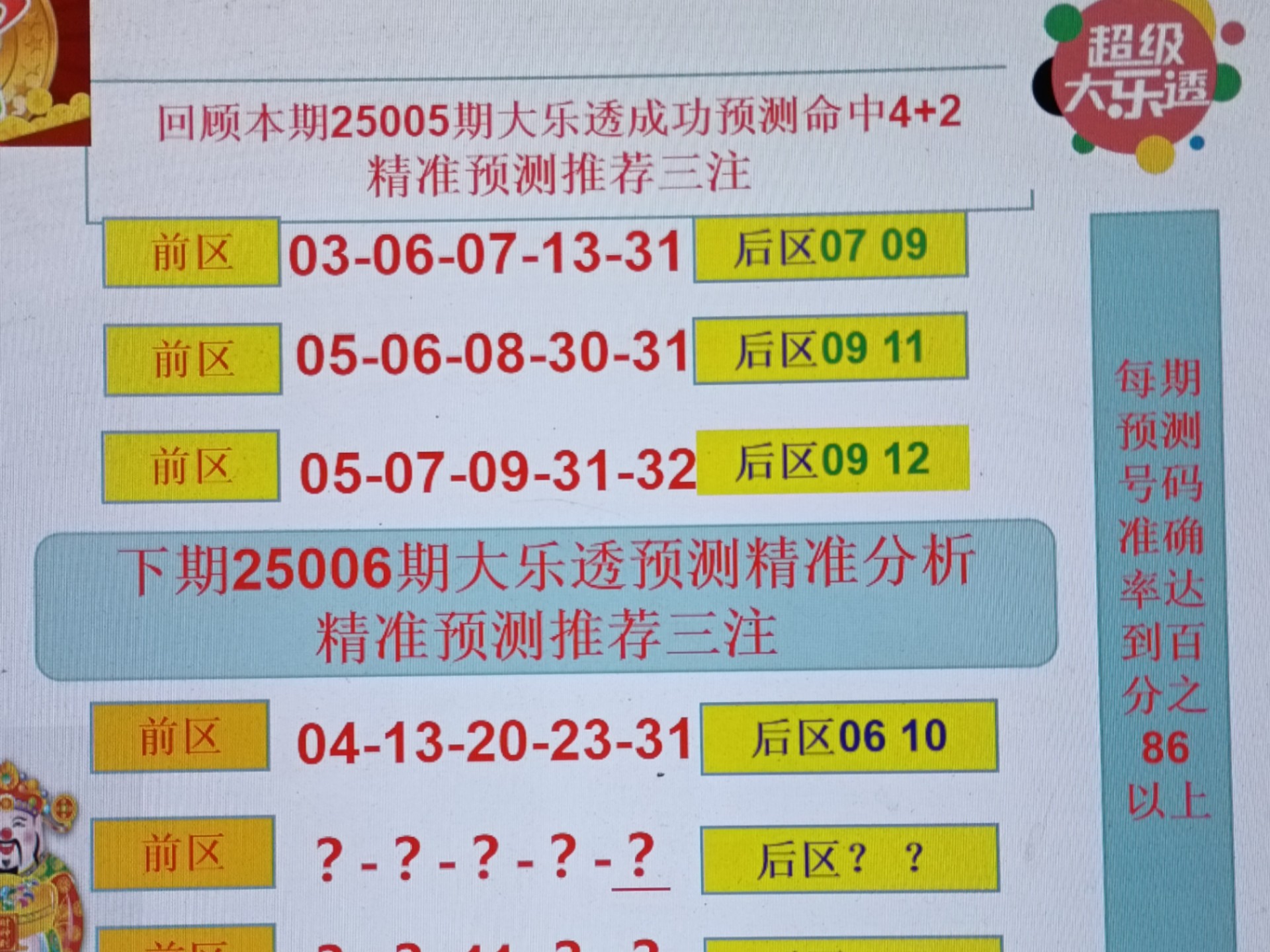 大乐透第25006期精选分析预测走势,大乐透25005期精选分析预测已成功上岸4+2,关注投币抄作业哔哩哔哩bilibili