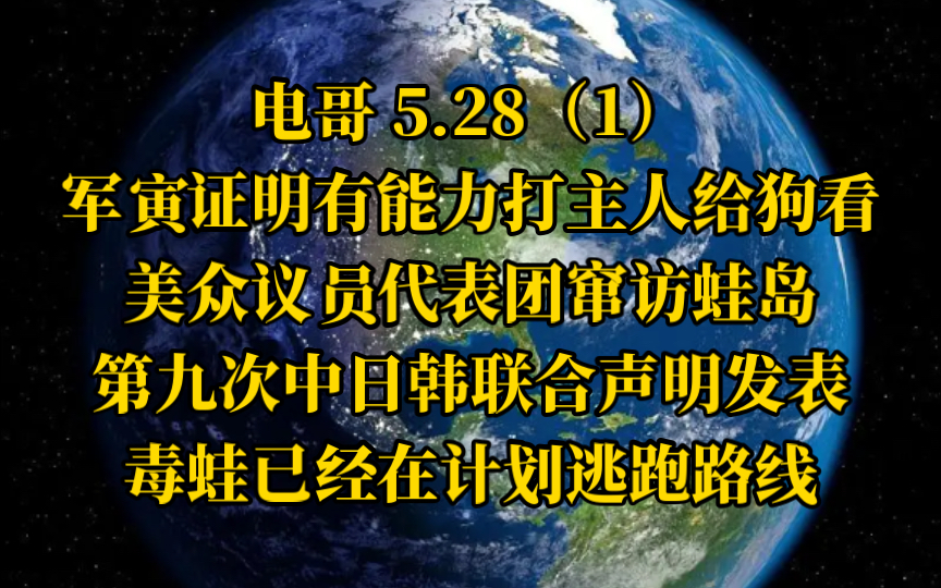 电哥 5.28(1)军寅证明有能力打主人给狗看,美众议员代表团窜访蛙岛,第九次中日韩联合声明发表,毒蛙已经在计划逃跑路线.哔哩哔哩bilibili