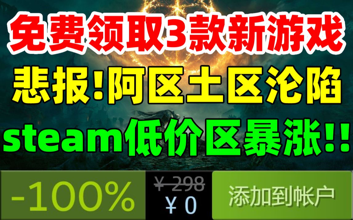 悲报!steam低价区游戏价格暴涨!低价区或将消失|免费领取3款新游戏|获得爱的付出奖后《赛博朋克2077》反遭差评|steam版《全境封锁2》已锁国区单机...