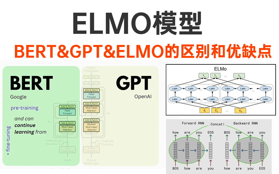 完全自学ELMO模型!这是我见过最好的【ELMO、GPT、BERT模型区别】教程!双向LSTM模型词向量原理及代码解析!收藏不亏!学不会来打我!自然语...