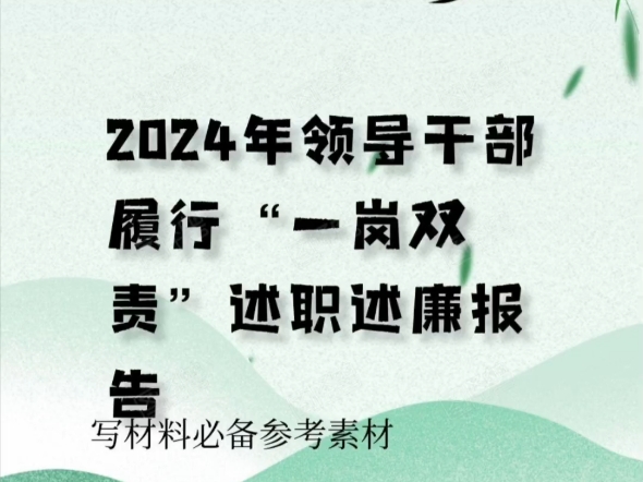 2024年领导干部履行“一岗双责”述职述廉报告哔哩哔哩bilibili