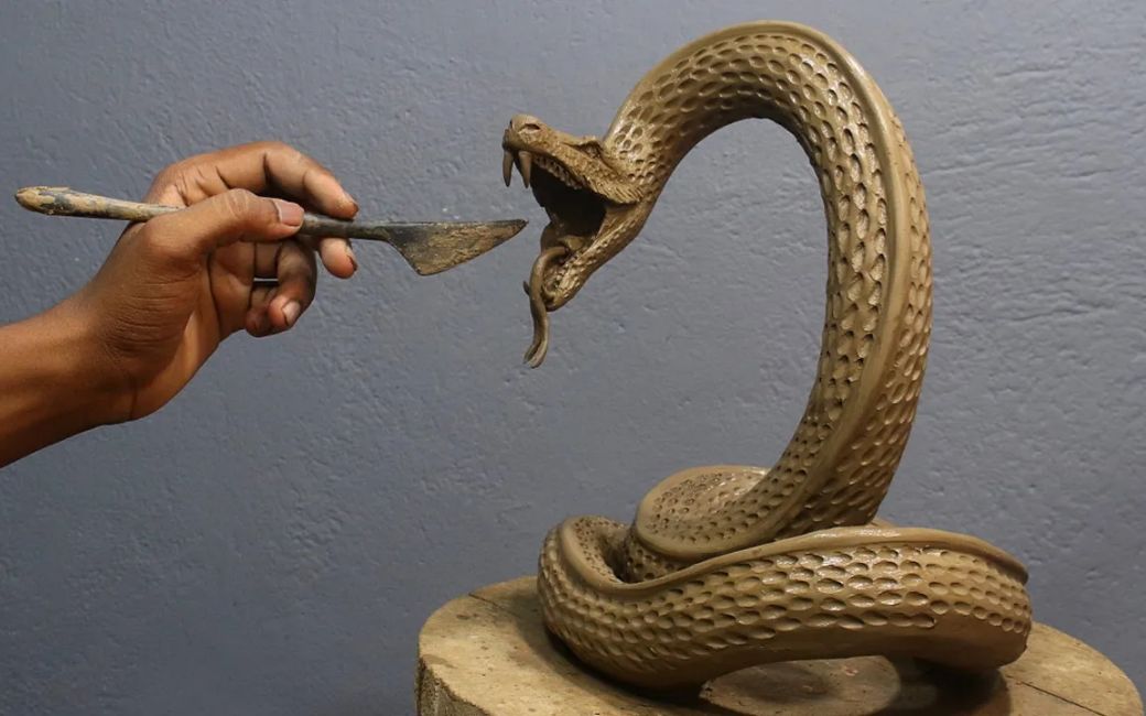 【雕塑】如何用粘土制作蛇how to make snake with clay 