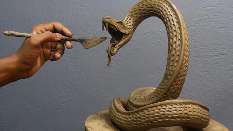 雕塑】如何用粘土制作蛇How to make snake with clay | clay modelling