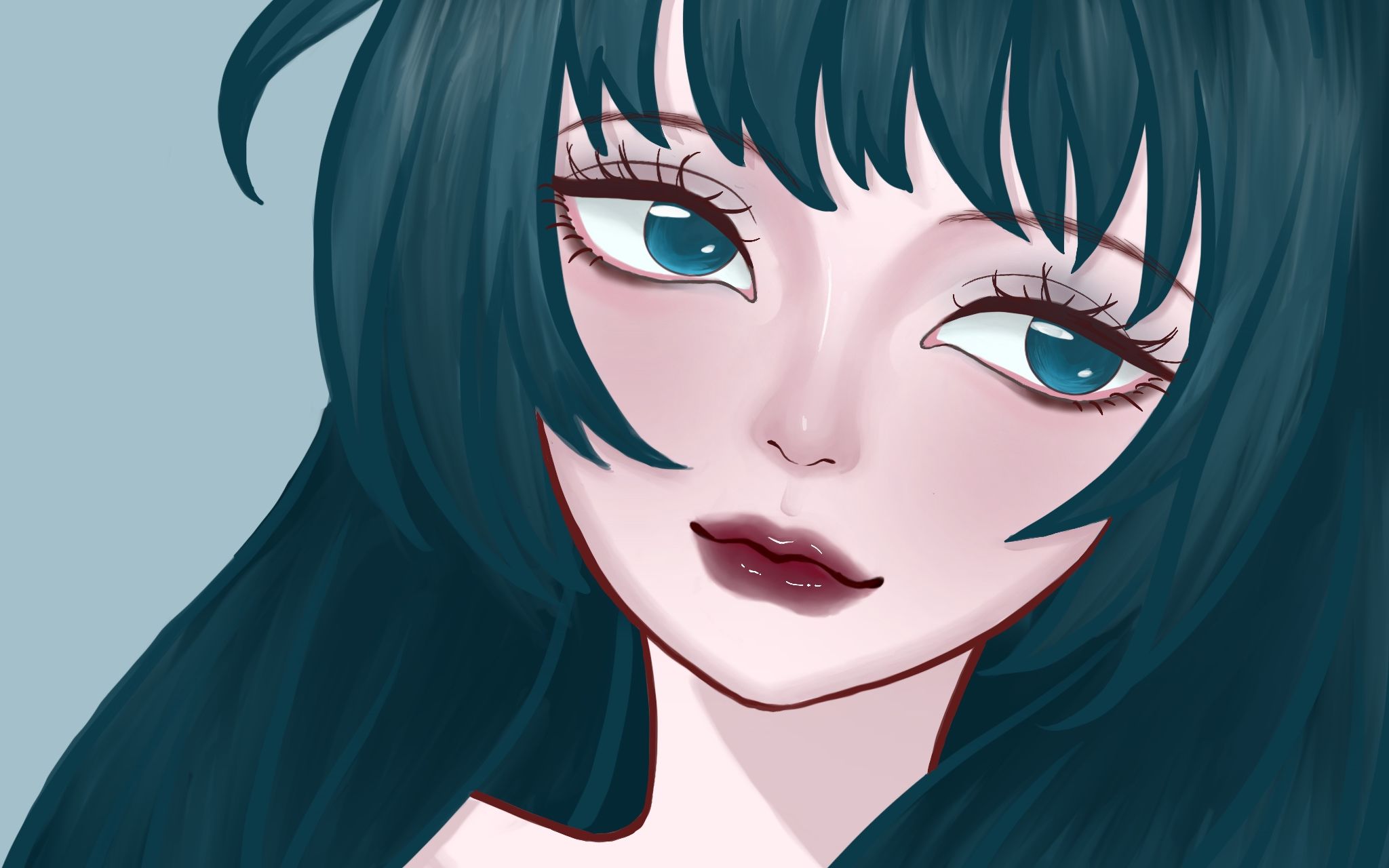 ipad画头像procreate画一个烟熏妆妹妹业余爱好者的闲趣