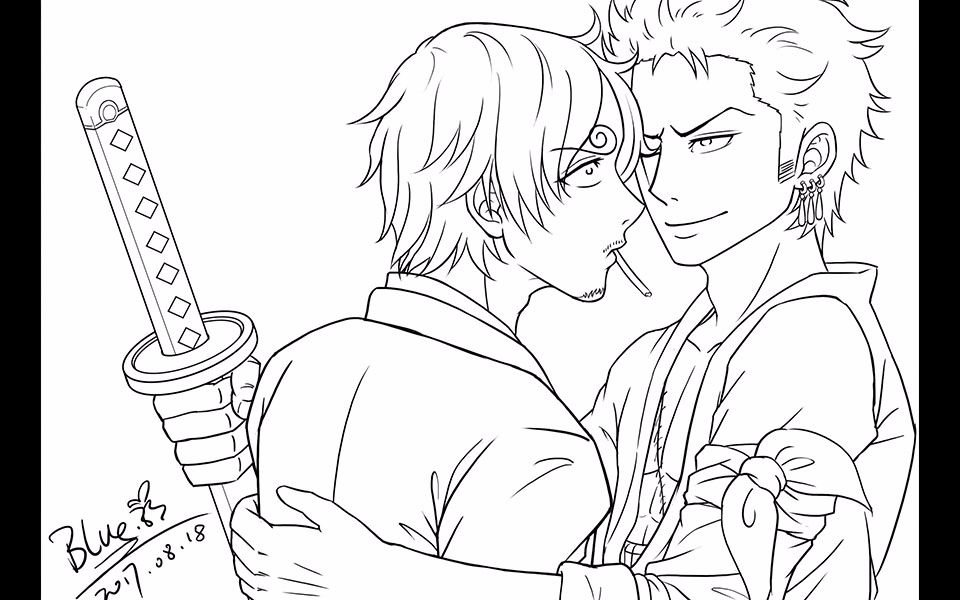 【板绘】 up就爱画腐图 ——索隆x山治【线】