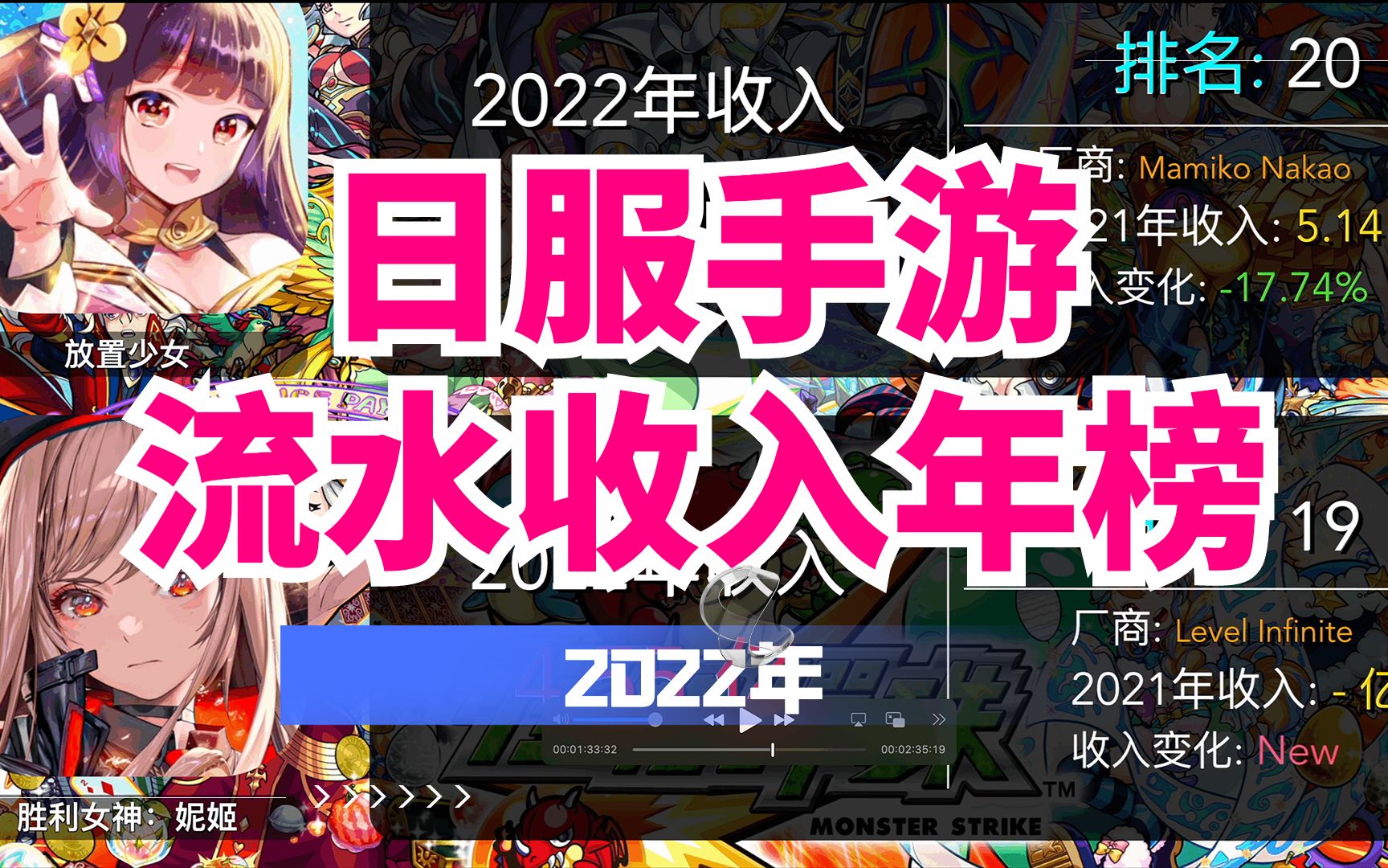 2022年日服手游收入最高的手游是哪个?第一名易主了!哔哩哔哩bilibili怪物弹珠