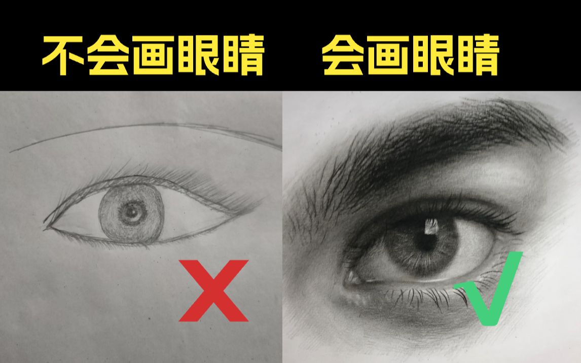 素描眼睛怎么画?教你2招搞定它!!零基础素描入门教程哔哩哔哩bilibili