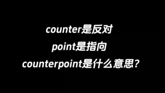 counter是反对，point是指向，counterpoint是什么意思？