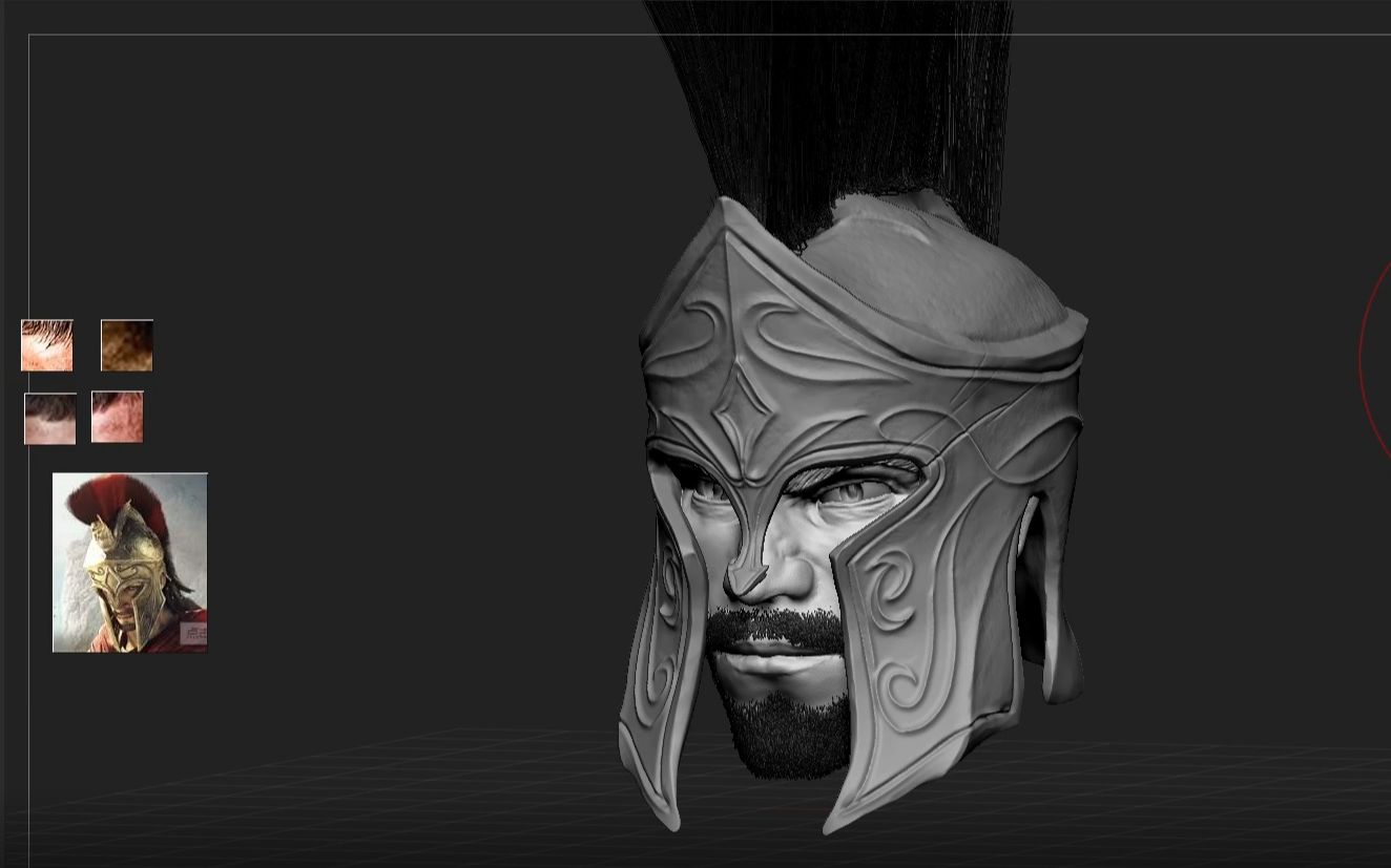 【zbrush人物雕刻基础教学】zbrush雕刻斯巴达,慢慢的扣了一个头盔