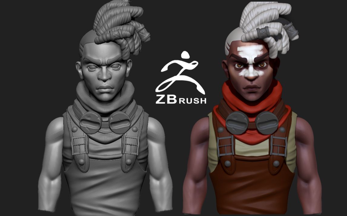 英雄联盟lol时间刺客艾克角色半身像模型制作,zbrush男性角色五官比例